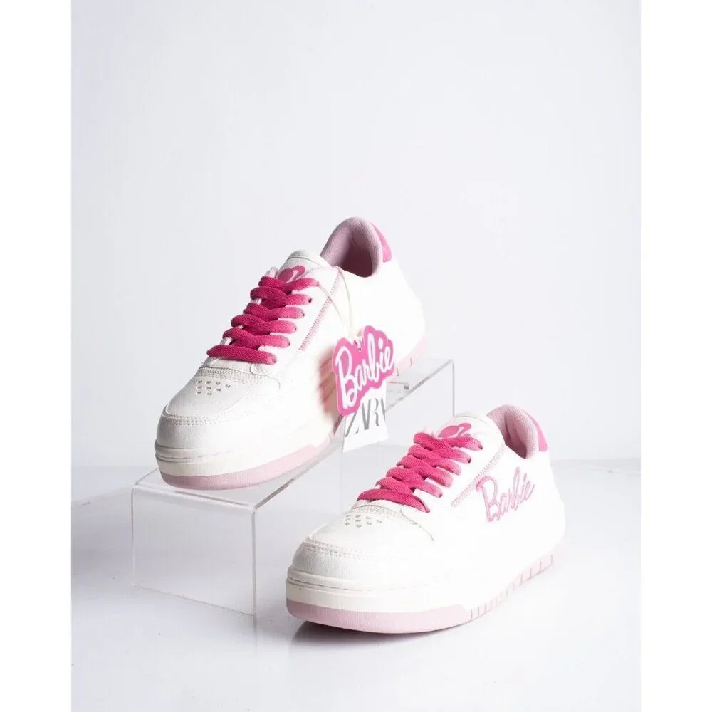 Zara Kids Girls Barbie Sneakers White Pink Barbiecore US 4 EU 36 3464/330 NWT